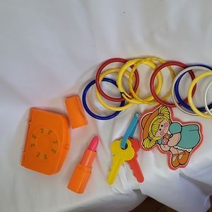 Fisher-Price Vintage 1982 Toy Lipstick Compact Keys Bracelets